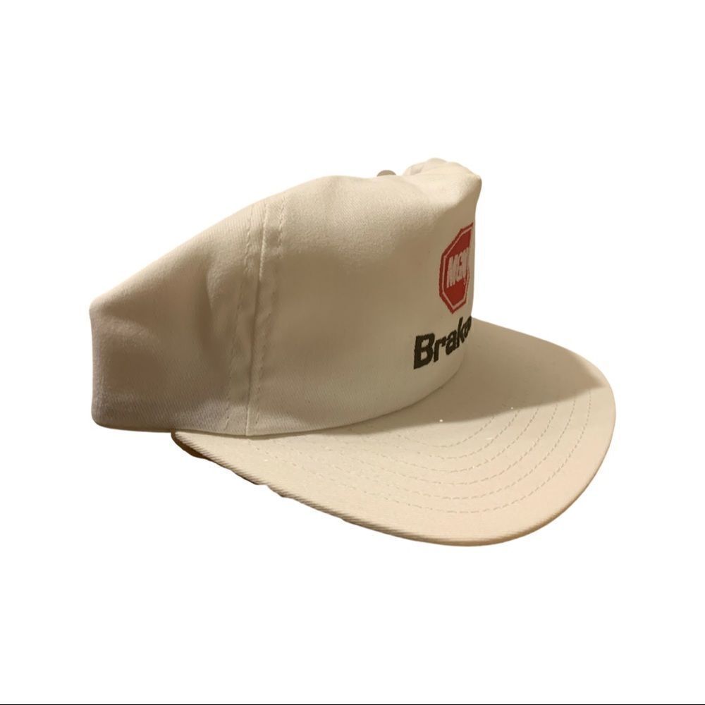 White vintage MGM Brakes Trucker SnapBack Hat. RACING GEAR! - Picture 3 of 6